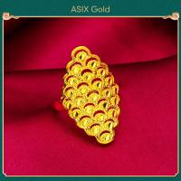 ราคา ASIX GOLD แหวนทองแท้ แหวนทอง ทอง 24K 999 ไม่ดำ ไม่ลอก สไตล์คลาสสิก รวย อินเทรนด์ ขนาดใหญ่ (16963504692)