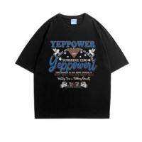 ราคา เสื้อยืดคอตตอน European and American style retro print white fashion cotton T shirt ladies topsS 5XL (21045245949)