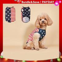 ราคา เสื้อผ้าสุนัขเสื้อผ้าสำหรับสัตว์เลี้ยงเสื้อกั๊กแขนกุดเสื้อจูงสุนัขลายพิมพ์ธงอเมริกา (20954254855)