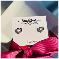 ราคา iam silver925ต่างหูเงินแท้ ชุบทองคำขาวรูปหัวใจฝังเพชรcz No 05 (17698344350)