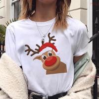 ราคา ที่กำหนดเอง Christmas TShirt เสื้อยืดแขนสั้นคู่รักพิมพ์ลายซานตาคลอสและกวางเรนเดียร์แบบใหม่ (21072009506)
