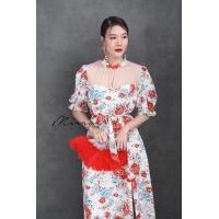 ราคา Mirrorsister 40109 3 กี่เพ้า เดรสลายดอก แขนสั้นตุ๊กตา แต่งซีทรูช่วงอกเว้าสวย กระโปรงทรงAสอบ ผ่าหน้าแต่งกระดุมสไตล์จีน (21291806428)