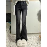 ราคา กางเกงยีนส์ขาม้าสีดำไซส์ใหญ่สำหรับผู้หญิงแบบใหม่ฤดูใบไม้ผลิและฤดูใบไม้ร่วงกางเกงขายาวทรงกระดิ่งเอวสูงผ้ายืดทรงลูกแพร์ใส่แล้วดูผอมเพรียวสำหรับสาวอวบ (19980137467)