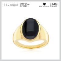 ราคา Gemondo แหวนผู้ชายเงินแท้ 925 ชุบทอง 18K ประดับหินแบล็คโอนิคส์ Black Onyx หรือนิลดำ คลาสสิค แหวนนิล (11277193419)