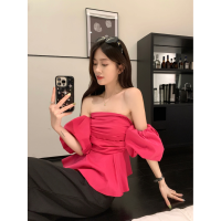 ราคา COCONI เสื้อสตรีแขนยาวพองผู้หญิงเสื้อเอวลอยจีบบางฝรั่งเศสใหม่ (20971713085)