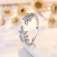 ราคา COD Plated silver fresh diamond encrusted leaves and opening womens ring fashion temperament cold style simple adjustable (18845730468)