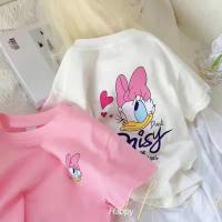 ราคา Girls T shirt New Fashionable Cartoon Daisy Duck T shirt Short Sleeve Thin Summer Wear Breathable And Loose Kids Top (17464908658)
