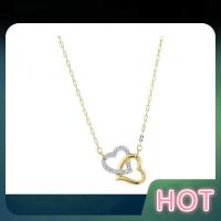 ราคา Swarovski Womens Necklace Clavicle Chain Double Heart Pendant Accessories Crystal Necklace (20576625749)
