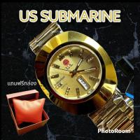 ราคา US SUBMARINE รุ่น SUB 111MDนาฬิกาผู้ชาย นาฬิกาข้อมือระบบควอทซ์ STANLESS STEELแสดงวันที่ กันน้ำ100 สี gold (12703324986)
