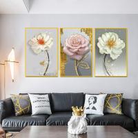 ราคา 3ชิ้นกุหลาบทองศิลปะดอกไม้ติดผนังภาพตกแต่งห้องจัดงานแต่งงานผ้าใบวาดภาพของขวัญ ไร้กรอบ (20498131202)