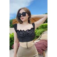 ราคา Minni crop ครอปเกาะอกต่อแขนระบาย ผูกมินิโบว์กลางอก เผ็ชๆยั่วๆ สวยสับ (19467717454)