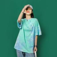ราคา เสื้อยืดคอกลมแขนสั้นทรงโอเวอร์ไซส์ ลายมัดย้อม ทรงวัยรุ่นคอกลมOversize T shirt (16427294069)