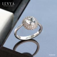 ราคา แหวนดีไซน์หรูคลาสสิคประดับ SWAROVSKI ZIRCONIA สีขาว บนตัวเรือนเงินแท้ชุบทองคำขาว (1171846238)