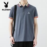 ราคา Playboy เสื้อโปโลผู้ชายแขนสั้นเสื้อโปโลผู้ชายเสื้อยืดแขนสั้นคอปกสไตล์ธุรกิจสำหรับผู้ชาย (19714624976)