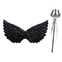 ราคา Maleficent ชุดเครื่องแต่งกายวันฮาโลวีนชุดเดรสสีดำหรูหราสำหรับเด็กผู้หญิงชุดเดรสสีดำหรูหราคอสเพลย์ปีศาจชุดราชินีแม่มด (19616791629)