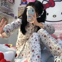 ราคา Sanrio Hello Kitty ชุดนอนน่ารัก บ้าน ชุดนอน เสื้อแขนยาว กางเกงขายาว ชุดนอน (19997431758)