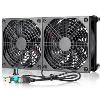ราคา Dual 120mm 5V USB Powered PC Router Fans with Speed Controller High Airflow Cooling Fan for Router Modem Receiver DVR Playstatio (12285130175)