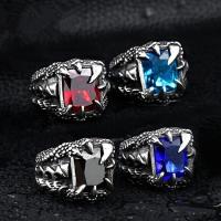 ราคา ผู้ชายVINTAGEแฟชั่นสีน้ำเงินเข้ม สีฟ้า สีดำ สีแดงzirconกรงเล็บมังกรแหวน (1939096741)