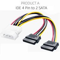 ราคา IDE Molex สายไฟ4ขาเป็น2 x SATA Serial ATA Y ตัวแยกฮาร์ดไดรเวอร์ตัวเชื่อมอะแดปเตอร์สายไฟต่อคู่ (21171119487)