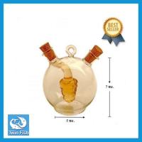 ราคา ส่งฟรี ขวดแก้วทรงกลมใส่น้ำมันมะกอกและน้ำส้มสายชู พร้อมจุกปิดไม้ TWIN FISH รหัส GOV 2 (1381342539)