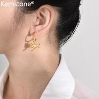 ราคา Kemstone เครื่องประดับสแตนเลสรูปดาวพระจันทร์เต่าแมลงปอต่างหูห่วงรูปไข่สำหรับผู้หญิง (18637273124)