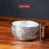 ราคา ขันน้ำลายไทย อลูมิเนียม สลุงเงินลายไทย มีหลายขนาด ขันแร่ เครื่องเงิน งานฝีมือโลหะ สีเงินชามผลไม้ชามสลัด ชามขนมหวาน (21314925808)