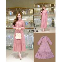 ราคา LAILA BRAND LL145 ชุดแม็กซี่เดรสสีชมพูงานฉลุลูกไม้ทรงสวย (21301728902)
