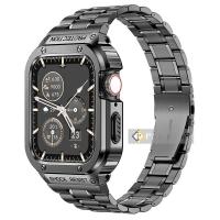 ราคา สายชุดแท่ง เคสสำหรับ Apple Watch สแตนเลสสายข้อมือโลหะ45มม 44มม สายสแตนเลสสตีลแบบรวมสำหรับ I Watch 8 7 6 5 4 45มม 44มม ยางทดแทน (19199830058)