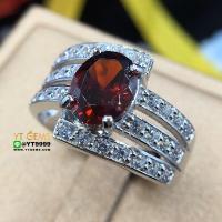 ราคา แหวนโกเมน แหวนเงินแท้ ชุบทองคำขาว พลอยโกเมนแท้ YTG 8550 (17542666865)
