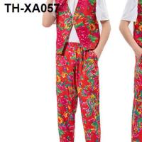 ราคา Northeastern large floral cloth autumn and winter suit long sleeved Panniang Kuaishou Douyin same style funny groomsmen and bridesmaid costumes (21010555150)