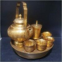 ราคา ชุดน้ำชากาโบราณทองเหลืองตอกลาย ถาดหล่อสองชั้น จัมโบ้ 10 5 นิ้ว Premium Luxury (10605206025)