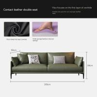 ราคา AUGA Real leather Sofa โซฟาสีเขียว โชฟาหนังแท้ Green sofa set for living room (21257185143)