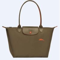 ราคา Gift bag๑ 100 Authentic longchamp le pliage club women handbag Waterproof Dumpling Bag fashion handbag 70th anniversary embroidery folding nylon shoulder bag S size L2605619A23 Khaki made in france (1