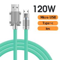 ราคา 120W 6A ชาร์จเร็วสุดๆสายซิลิโคนของเหลว USB Type C Fast Charging Micro Data Transfer Cable Liquid Soft Silica Gel สายชาร์จ Bold Data Line 1M 2M (19387824017)