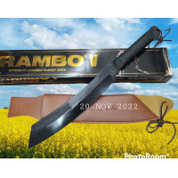 ราคา มีด อุปกรณ์เดินป่า มีดแรมโบ้ 4 RAMBO lV ดำลาย ยาว 56cm พร้อมชองหนังน้ำตาล มีดอเนกประสงค์ เหมาะกับการเดินป่า แคมปิ้ง สีนค้าพร้อมส่ง (16924719390)