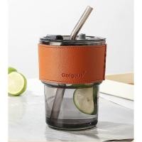 ราคา แก้วกาแฟ แก้วใส่น้ำ สไตล์มินิมอล พร้อมหลอดแก้ว ฝาปิด ปลอกหนังกันร้อน ของขวัญ ของฝาก ของจับฉลากปีใหม่ แก้ว แก้วเก็บความเย็น (21198130178)