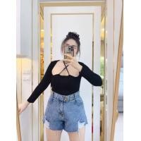 ราคา เสื้อสาวอวบผ้าเรย่อนแขนยาว ไขว้ อก38 48 (19763415237)