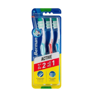 ราคา แปรงสีฟัน เบอร์แมน เอ็คทีฟซอฟท์ แพ็ค 3 ด้าม คละสี BERMAN ACTIVE SOFT PACK3 (20912932215)