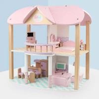 ราคา รุ่นใหม่ บ้านไม้จำลอง พร้อมเฟอร์นิเจอร์ ของเล่นDIY บ้านตุ๊กตา บ้านตุ๊กตาไม้ (19921963595)