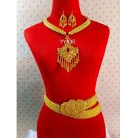 ราคา เซ็ตเครื่องประดับล้านนา สีทอง เข็มขัด สร้อยคอโชกเกอร์ สังวาลย์ ปิ่นปักผม ราคาถูกที่สุด ขายปลีก ส่ง (18660138549)