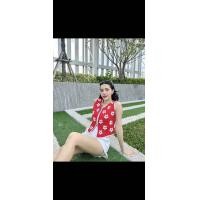 ราคา เสื้อแขนกุดซิปหน้าลายดอกไม้สดใส เนื้อไหมพรม (20834162214)