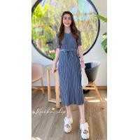 ราคา เดรสอัดพลีท คลุมท้องได้ ผ้าดีมาก คอกลม คอวี (21172647826)