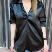 ราคา พร้อมส่ง เสื้อเชิ้ตคอปกเเฟชั่นผู้หญิงเนื้อผ้าซาติน ผ้าเงา พริ้ว ใส่สบาย (20058864577)
