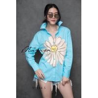 ราคา ป้าย Mirrorsister 00804 5 เสื้อเชิ้ตสกรีนลายดอกโตสีครีมบานฉ่ำละมุนละไม ใส่สวยสดใส เนื้อผ้าดีใส่สบาย (10076267008)