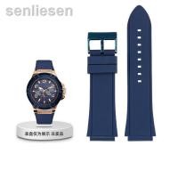 ราคา สายนาฬิกาข้อมือยางสำหรับนาฬิกาข้อมือ Guess แบรนด์ของแท้ W0040G3 W0247G3สายรัดนุ่มกำไลข้อมือผู้ชาย22Mm (19881051768)