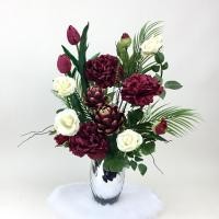 ราคา แจกันดอกไม้ประดิษฐ์ขนาดใหญ่ แจกันดอกไม้โทนสีแดง ดอกไม้ตกแต่งบ้านสวยคลาสสิค (19270851062)