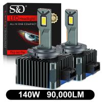 ราคา 90000LM D3S LED D1S D2S D4S D5S D8S Led 140W ไฟหน้า HID D1R D2R D3R D4R D5R D8R หลอดไฟ canbus Auto Light 6000K 12V 24V (21171091705)