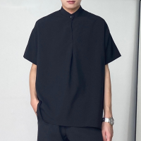 ราคา เสื้อเชิ้ตผ้าไหมน้ำแข็งผู้ชายแขนสั้นคอตั้งสีขาวหลวมบางสบายๆ 2022 ฤดูร้อนเกาหลี เสื้อเชิ้ตคอจีน เสื้อเชิ้ตผู้ชาย เสื้อเชิตชาย เสื้อเชิ้ตชาย (14763946131)