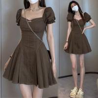 ราคา Fomu ชุดเดรส เจ้าหญิง สีน้ำตาล จับจีบตรงอก แขนตุ๊กตา เนื้อผ้ายีนส์ 2059 (20611087341)