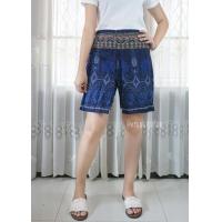 ราคา กางเกงแพนเค้ก ขาสั้น ผ้าฝ้ายพิมพ์ลาย เอวสม๊อกหลัง (14950418383)